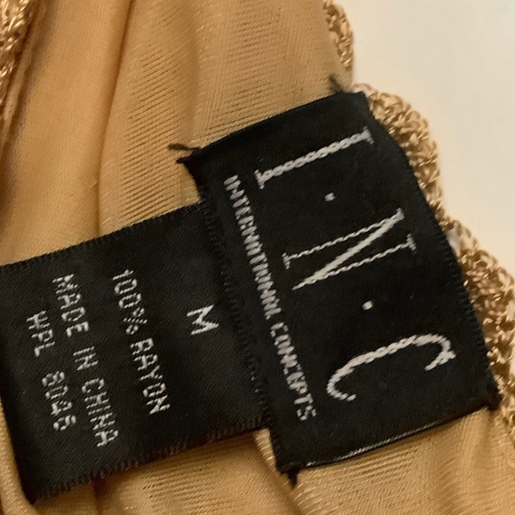 INC Golden  Crochet Cami size medium with delicate bead accent. - Picture 3 of 5